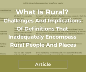 What Is Rural? Challenges And Implications Of Definitions That Inadequately Encompass Rural People And Places